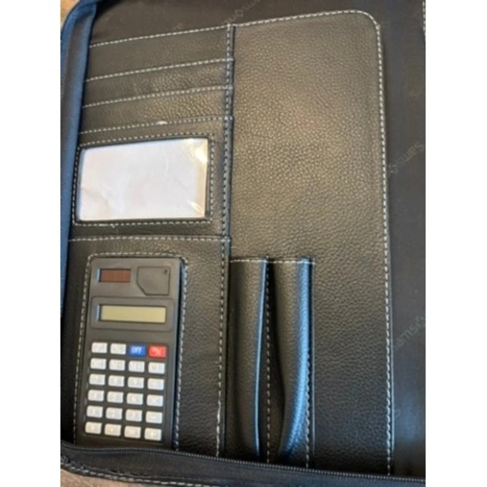 Samsonite Zip-Around Vinyl 3-Ring Padfolio with calculator Business Case Handle